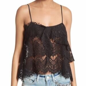 THE Kooples Sport Lace Cami Black Sheer Top Small​​​